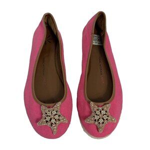 Isaac Mizrahi Starfish Espadrille Flat Shoes Sz 8 Pink Canvas Beaded Summer Vibe